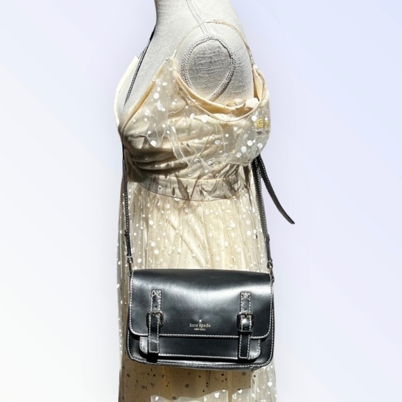 🌻Kate Spade New York Black Leather Essex Scout Crossbody Bag {Flaws} - Picture 2 of 13
